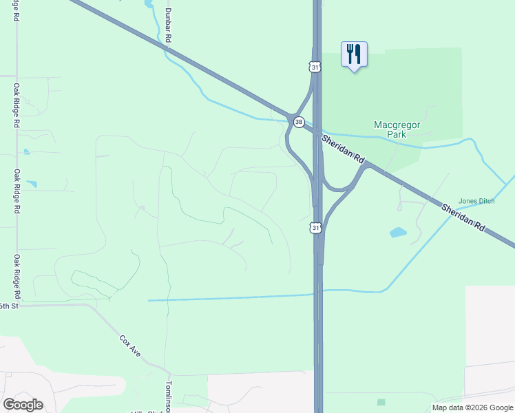 map of restaurants, bars, coffee shops, grocery stores, and more near Lindley Farm Road in Sheridan