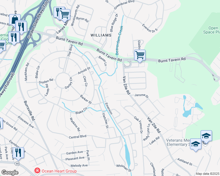 map of restaurants, bars, coffee shops, grocery stores, and more near 4 Hanley Court in Brick Township