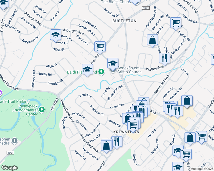 map of restaurants, bars, coffee shops, grocery stores, and more near 9332 Trout Rd in Philadelphia