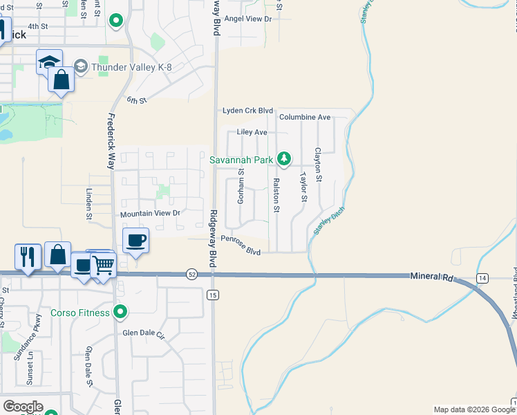 map of restaurants, bars, coffee shops, grocery stores, and more near 6126 Lincoln Street in Frederick