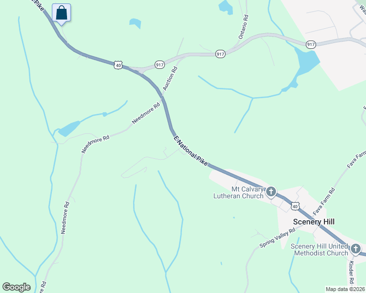 map of restaurants, bars, coffee shops, grocery stores, and more near 2032 East National Pike in Scenery Hill