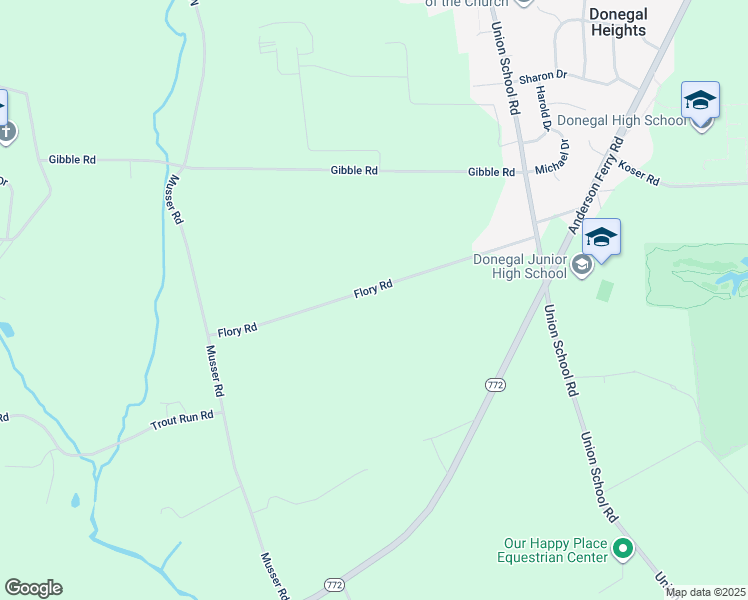 map of restaurants, bars, coffee shops, grocery stores, and more near 1110 Flory Road in Mount Joy