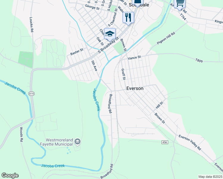 map of restaurants, bars, coffee shops, grocery stores, and more near 1033 Broadford Road in Everson