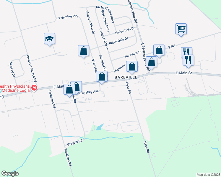 map of restaurants, bars, coffee shops, grocery stores, and more near 240 Morgan Drive in Leacock-Leola-Bareville