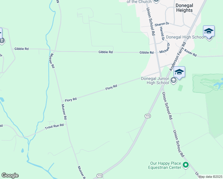 map of restaurants, bars, coffee shops, grocery stores, and more near 1110 Flory Road in Mount Joy