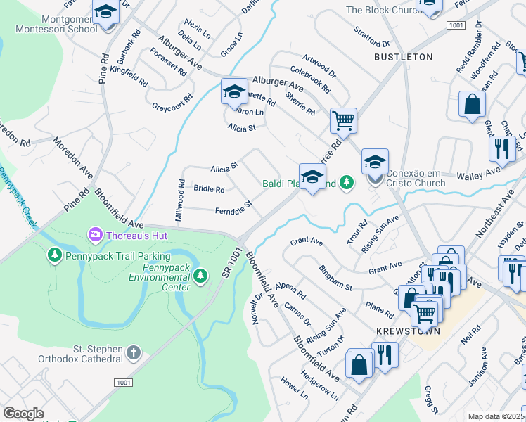 map of restaurants, bars, coffee shops, grocery stores, and more near 8700 Verree Road in Philadelphia