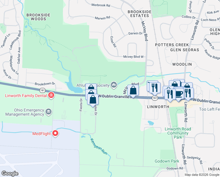 map of restaurants, bars, coffee shops, grocery stores, and more near 2770 West Dublin Granville Road in Columbus