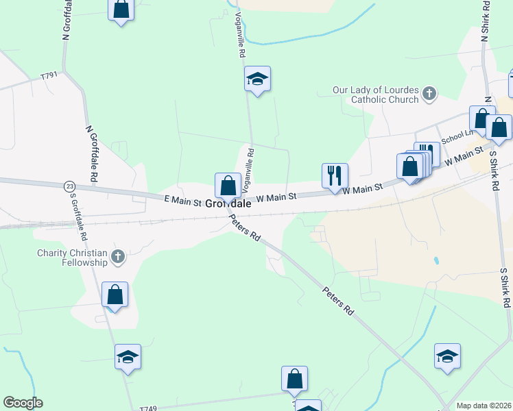 map of restaurants, bars, coffee shops, grocery stores, and more near 995 West Main Street in New Holland