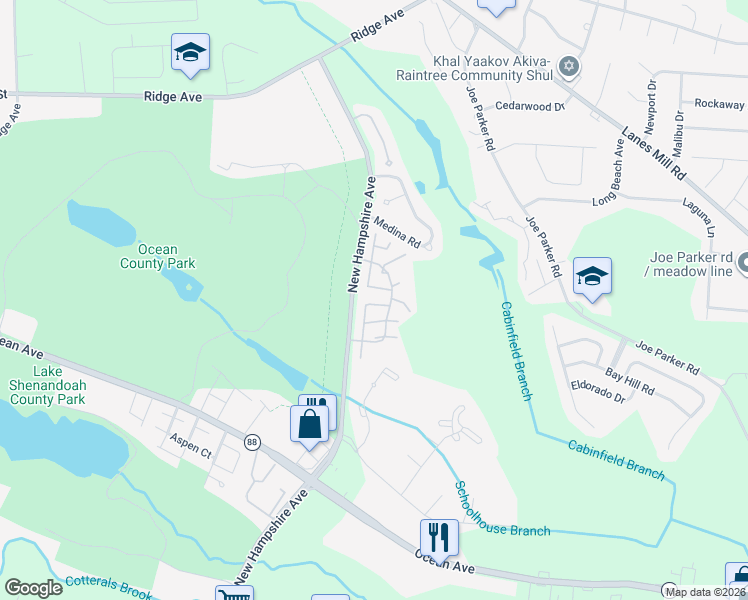 map of restaurants, bars, coffee shops, grocery stores, and more near 150 Woodlake Manor Drive in Lakewood