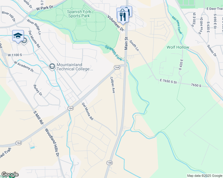 map of restaurants, bars, coffee shops, grocery stores, and more near 1350 Calpac Avenue in Spanish Fork