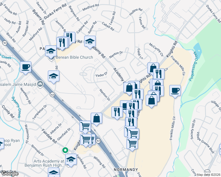map of restaurants, bars, coffee shops, grocery stores, and more near 3744 Genesee Drive in Philadelphia