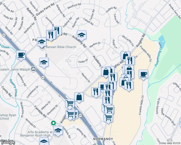 map of restaurants, bars, coffee shops, grocery stores, and more near 3744 Genesee Drive in Philadelphia