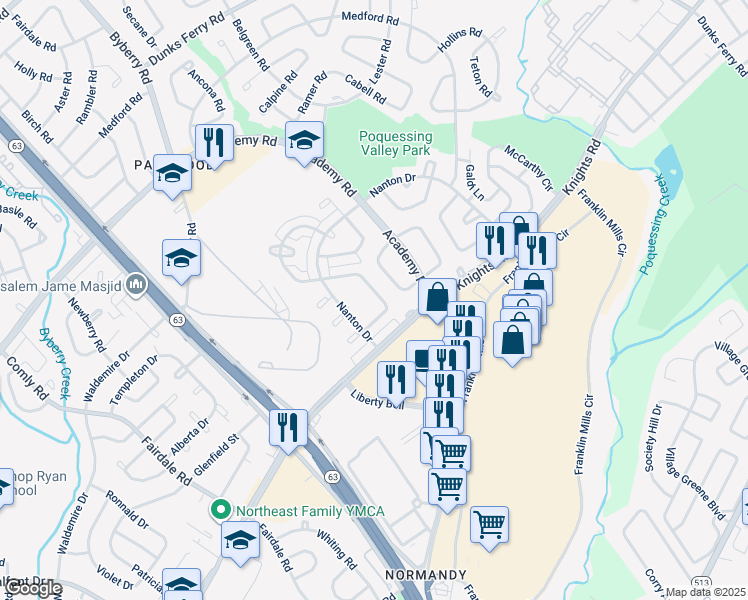 map of restaurants, bars, coffee shops, grocery stores, and more near 3758 Genesee Drive in Philadelphia