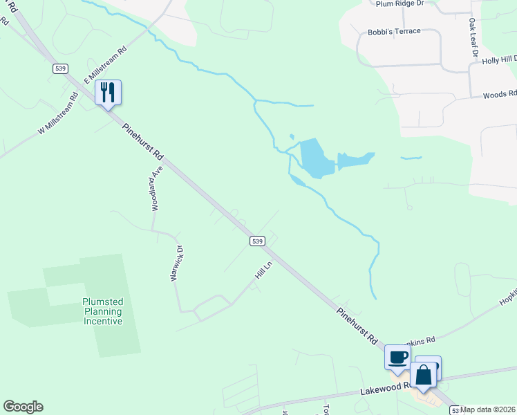 map of restaurants, bars, coffee shops, grocery stores, and more near 3 East Caines Drive in Plumsted