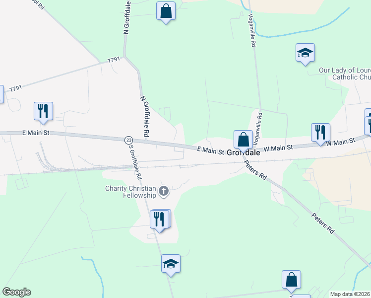 map of restaurants, bars, coffee shops, grocery stores, and more near 512 East Main Street in Lancaster County