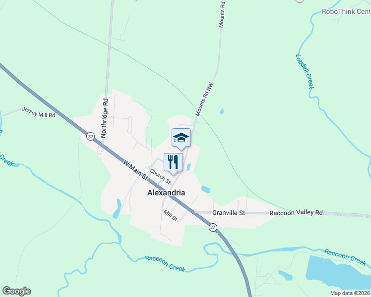 map of restaurants, bars, coffee shops, grocery stores, and more near 147 North Liberty Street in Alexandria