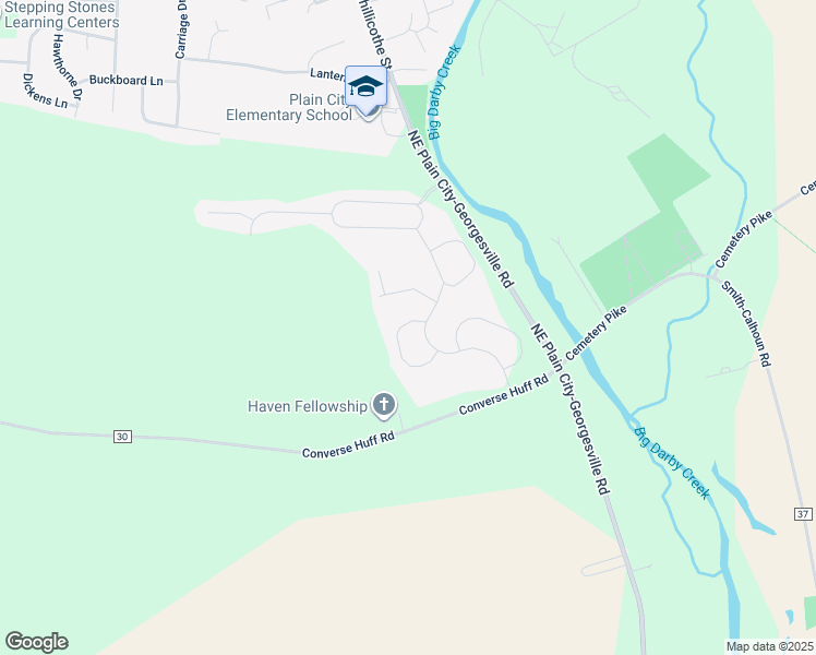 map of restaurants, bars, coffee shops, grocery stores, and more near 210 Warbler Lane in Plain City