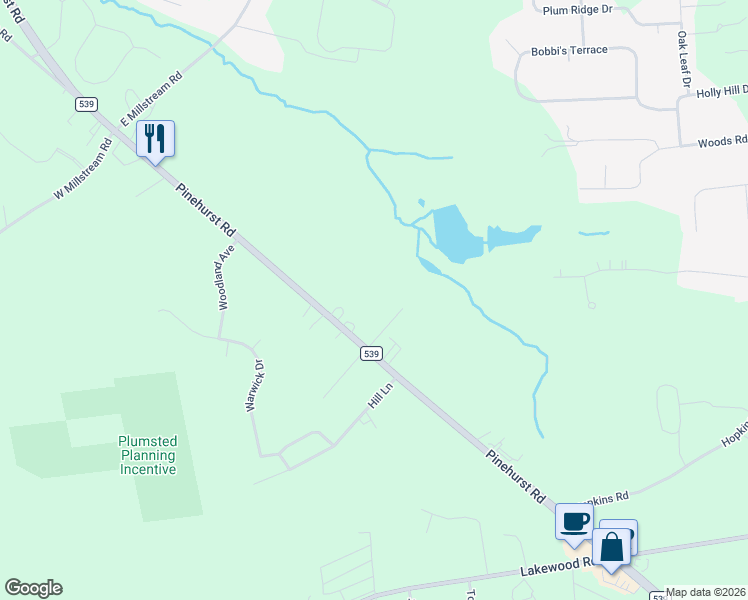 map of restaurants, bars, coffee shops, grocery stores, and more near 3 East Caines Drive in Plumsted