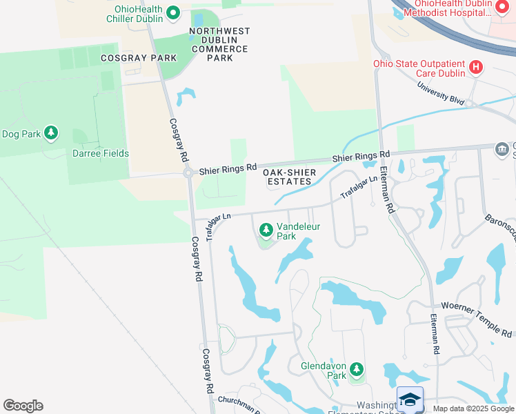map of restaurants, bars, coffee shops, grocery stores, and more near 5952 Trafalgar Ln in Dublin