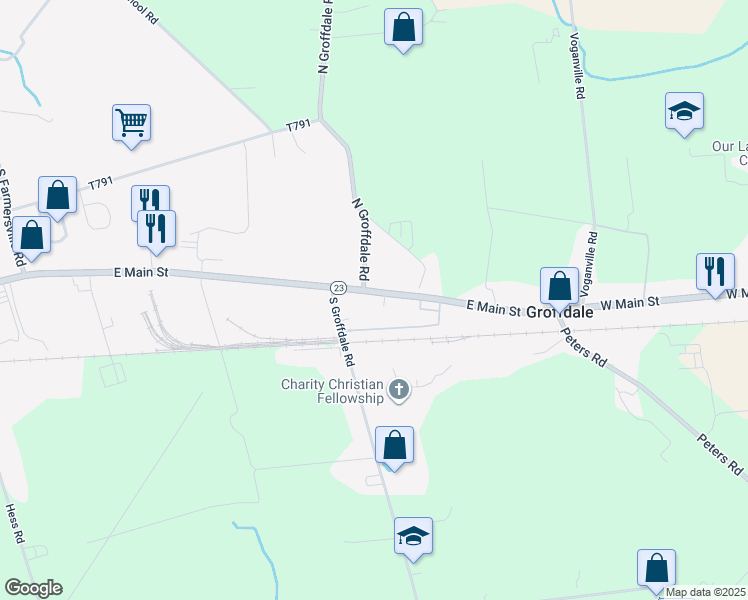 map of restaurants, bars, coffee shops, grocery stores, and more near 474 East Main Street in Leola