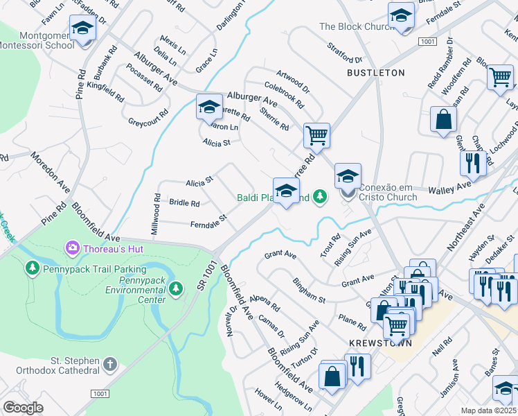 map of restaurants, bars, coffee shops, grocery stores, and more near 8712 Verree Road in Philadelphia