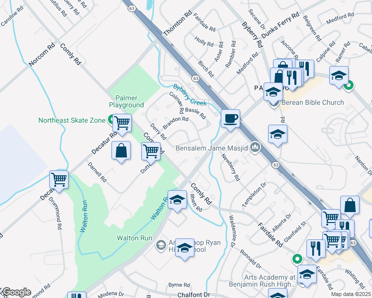 map of restaurants, bars, coffee shops, grocery stores, and more near in Philadelphia