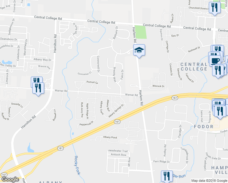 map of restaurants, bars, coffee shops, grocery stores, and more near 5481 Ben Patrick Ct in Westerville