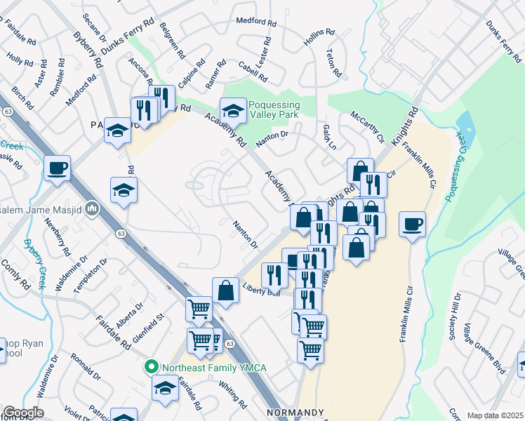 map of restaurants, bars, coffee shops, grocery stores, and more near 3769 Genesee Drive in Philadelphia