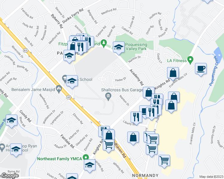map of restaurants, bars, coffee shops, grocery stores, and more near 3654 Genesee Drive in Philadelphia