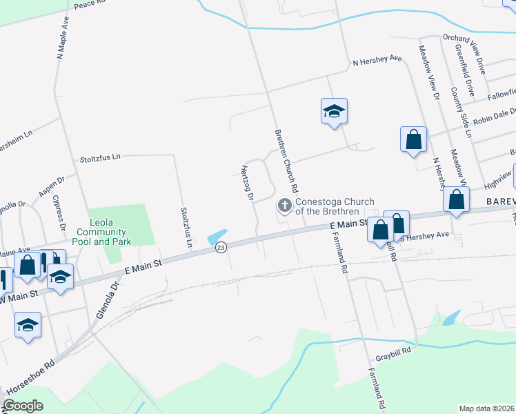 map of restaurants, bars, coffee shops, grocery stores, and more near 19 Hertzog Dr in Leacock-Leola-Bareville