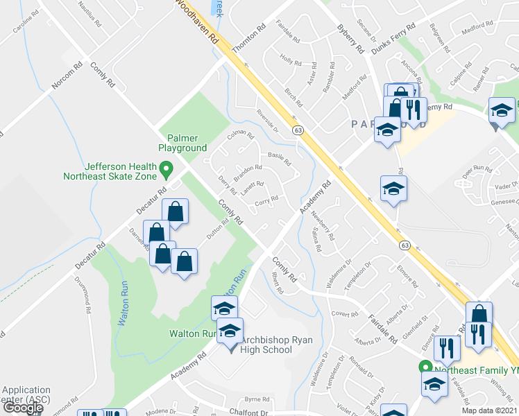 map of restaurants, bars, coffee shops, grocery stores, and more near in Philadelphia