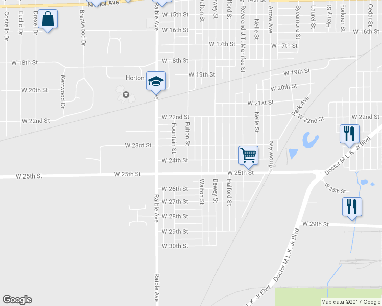 map of restaurants, bars, coffee shops, grocery stores, and more near 2312 Fulton Street in Anderson