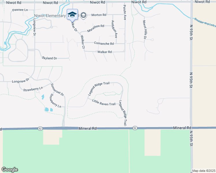 map of restaurants, bars, coffee shops, grocery stores, and more near 6558 Legend Ridge Trail in Niwot