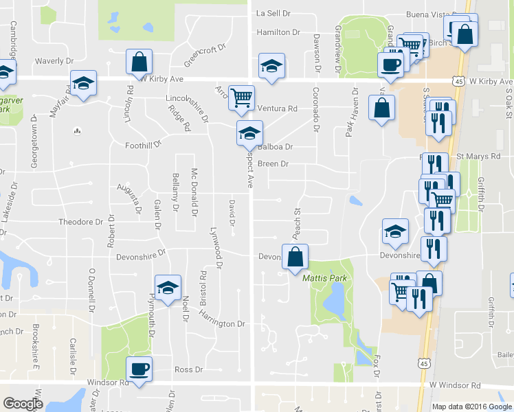map of restaurants, bars, coffee shops, grocery stores, and more near 10 Litchfield Ln in Champaign