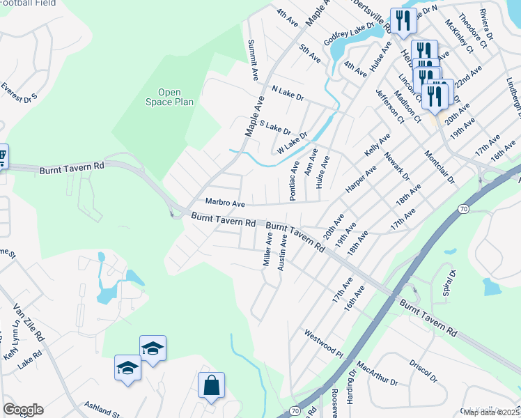 map of restaurants, bars, coffee shops, grocery stores, and more near 799 Marbro Avenue in Brick Township