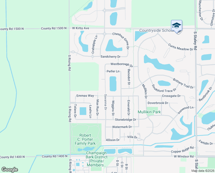 map of restaurants, bars, coffee shops, grocery stores, and more near 1908 Savanna Drive in Champaign