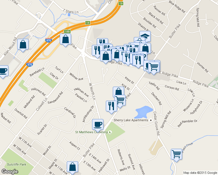 map of restaurants, bars, coffee shops, grocery stores, and more near 1701 Harmon Rd in Conshohocken