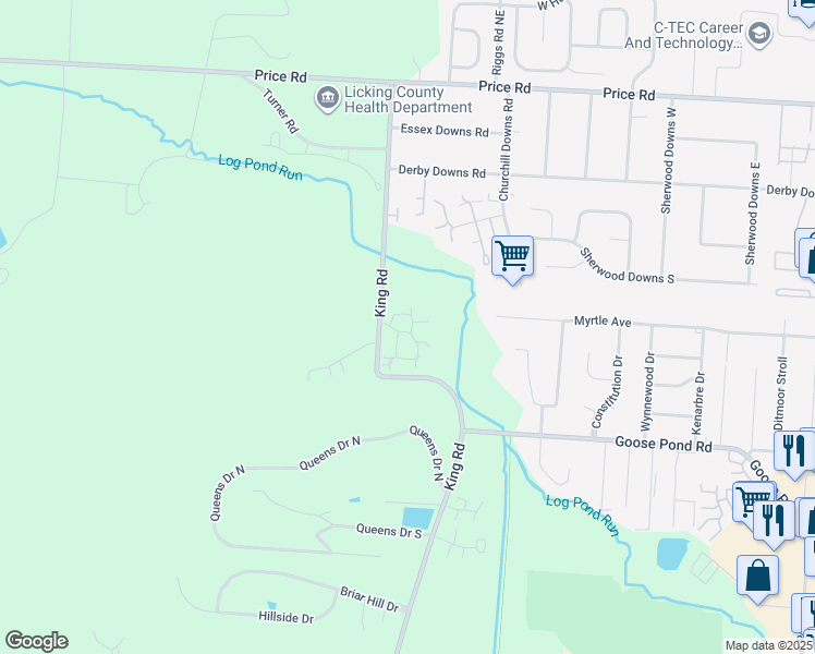 map of restaurants, bars, coffee shops, grocery stores, and more near 667 Fox Run Circle North in Newark