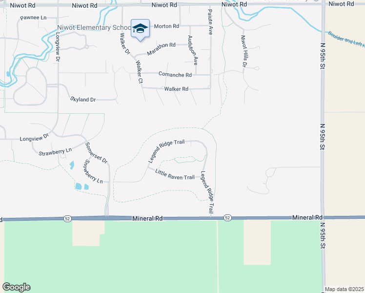 map of restaurants, bars, coffee shops, grocery stores, and more near 6558 Legend Ridge Trail in Niwot