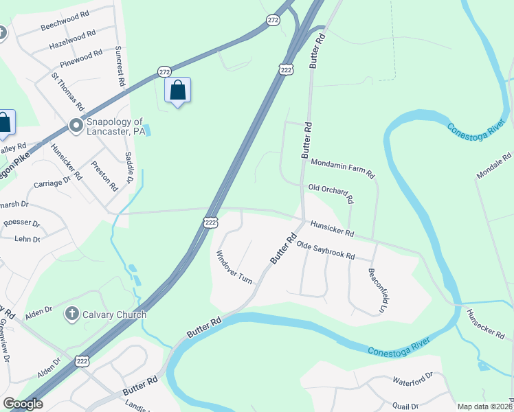 map of restaurants, bars, coffee shops, grocery stores, and more near 3 Hunsicker Road in Lancaster