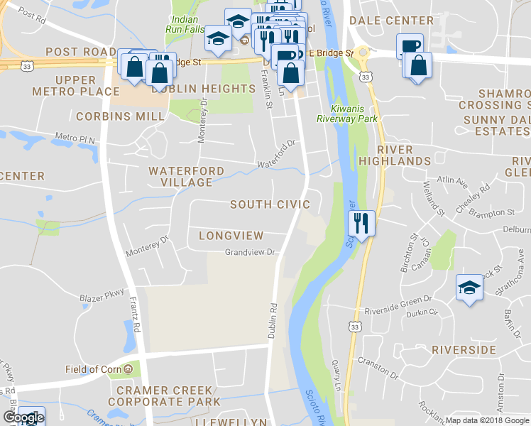 map of restaurants, bars, coffee shops, grocery stores, and more near 65 Marion Street in Dublin