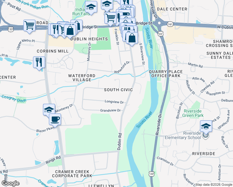 map of restaurants, bars, coffee shops, grocery stores, and more near 65 Marion Street in Dublin
