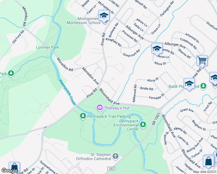 map of restaurants, bars, coffee shops, grocery stores, and more near 206 Moredun Road in Philadelphia