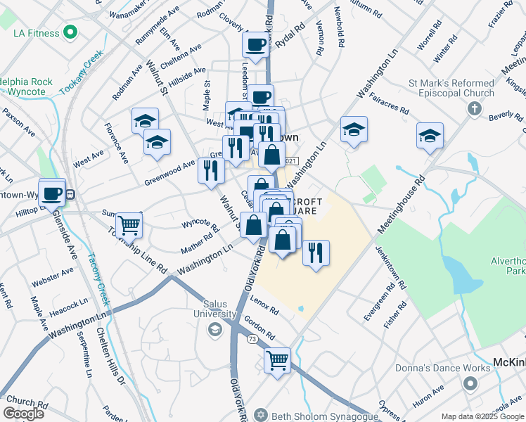 map of restaurants, bars, coffee shops, grocery stores, and more near in Montgomery County