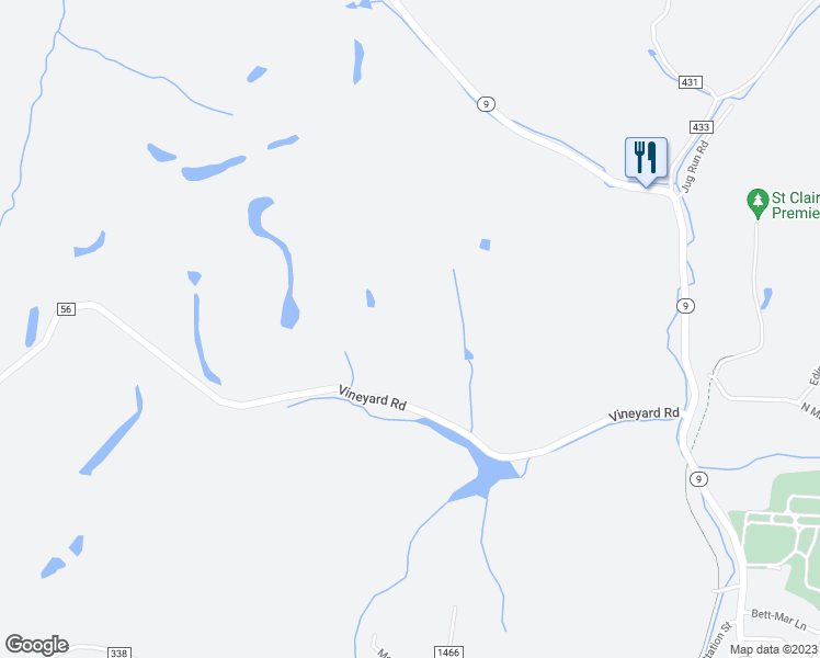 map of restaurants, bars, coffee shops, grocery stores, and more near 69580 Vineyard Road in Saint Clairsville