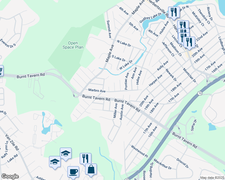 map of restaurants, bars, coffee shops, grocery stores, and more near 799 Marbro Avenue in Brick Township