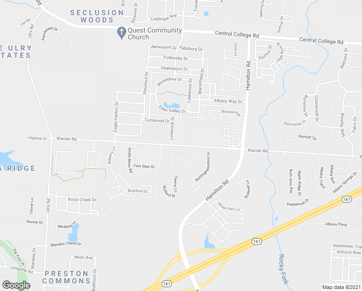 map of restaurants, bars, coffee shops, grocery stores, and more near 5099 Warner Road in Westerville