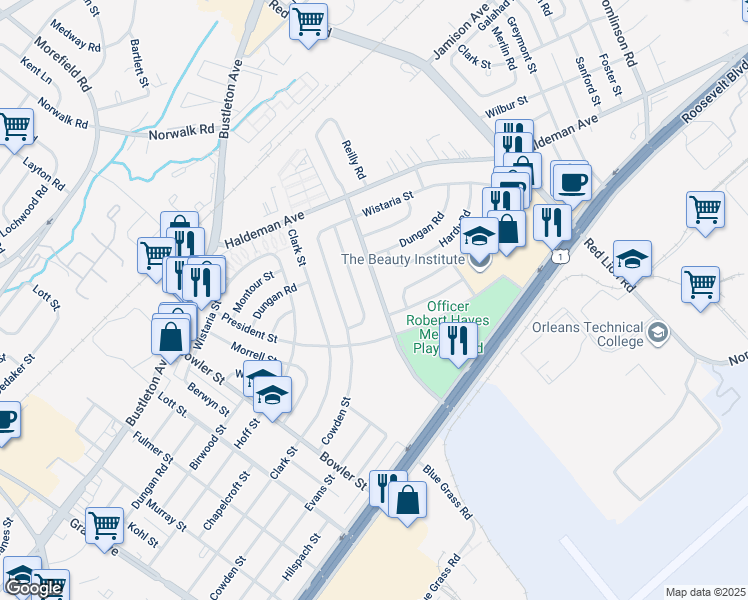 map of restaurants, bars, coffee shops, grocery stores, and more near 2168 Conwell Avenue in Philadelphia