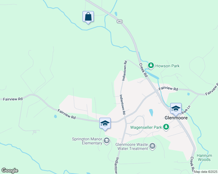 map of restaurants, bars, coffee shops, grocery stores, and more near 41 Marty Close Lane in Glenmoore
