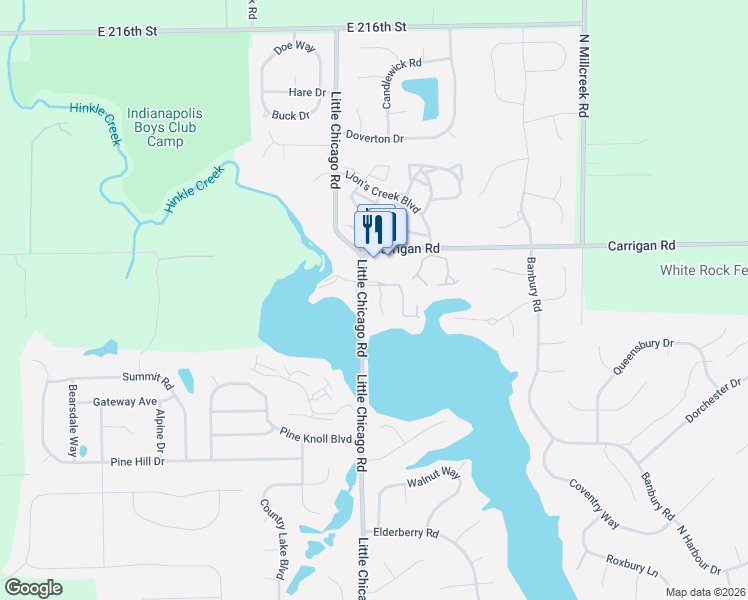 map of restaurants, bars, coffee shops, grocery stores, and more near 219 Waterfront Court in Noblesville